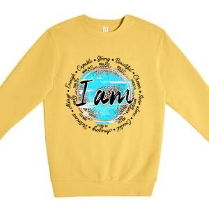 Leopard I Am Inspirational Bible Verse Christian Religious Meaningful Gift Premium Crewneck Sweatshirt