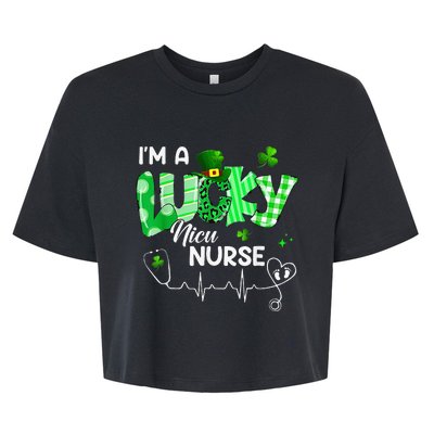 Leopard I’m A Lucky NICU Nurse Plaid Irish Clovers Bella+Canvas Jersey Crop Tee