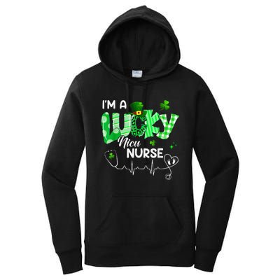 Leopard I’m A Lucky NICU Nurse Plaid Irish Clovers Women's Pullover Hoodie