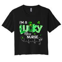 Leopard I’m A Lucky NICU Nurse Plaid Irish Clovers Women's Crop Top Tee