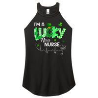 Leopard I’m A Lucky NICU Nurse Plaid Irish Clovers Women’s Perfect Tri Rocker Tank