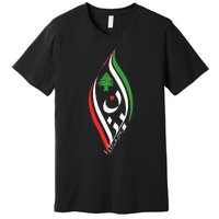 Lebanon In Arabic Calligraphy With Heart And Cedar Tree Premium T-Shirt