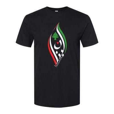 Lebanon In Arabic Calligraphy With Heart And Cedar Tree Softstyle CVC T-Shirt