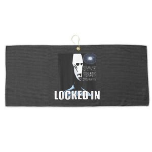 Locked In Alien Funny Extraterrestrial Alien Meme Large Microfiber Waffle Golf Towel