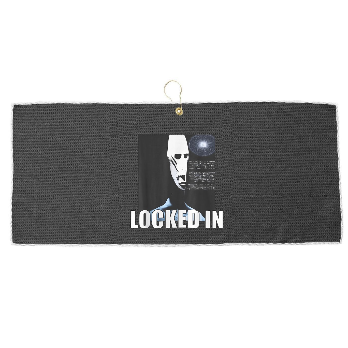Locked In Alien Funny Extraterrestrial Alien Meme Large Microfiber Waffle Golf Towel