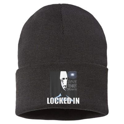Locked In Alien Funny Extraterrestrial Alien Meme Sustainable Knit Beanie
