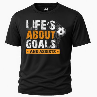 Life Is About Goals And Assists Soccer Player Sports Futbol Performance Shirt