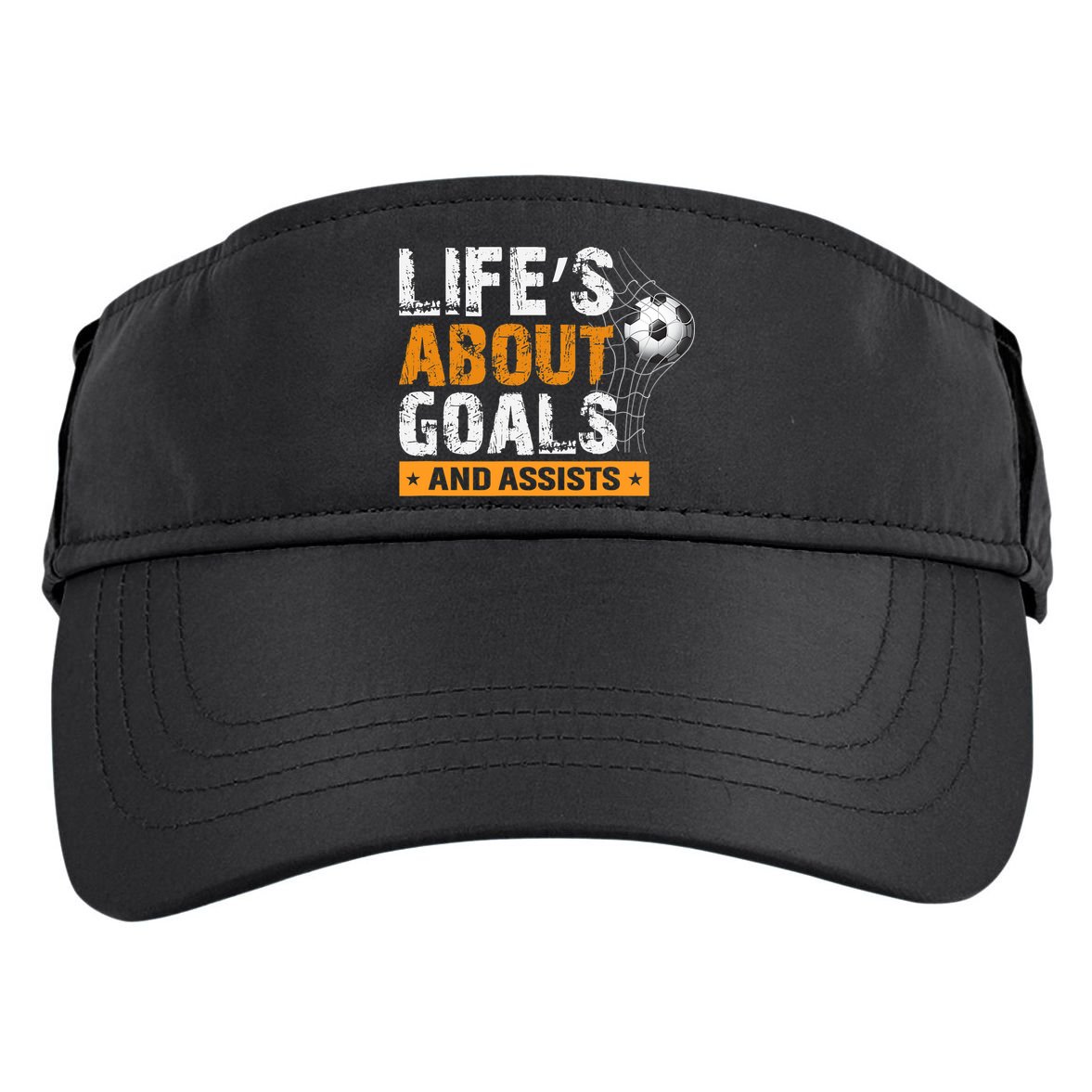 Life Is About Goals And Assists Soccer Player Sports Futbol Adult Drive Performance Visor