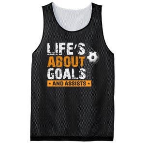 Life Is About Goals And Assists Soccer Player Sports Futbol Mesh Reversible Basketball Jersey Tank