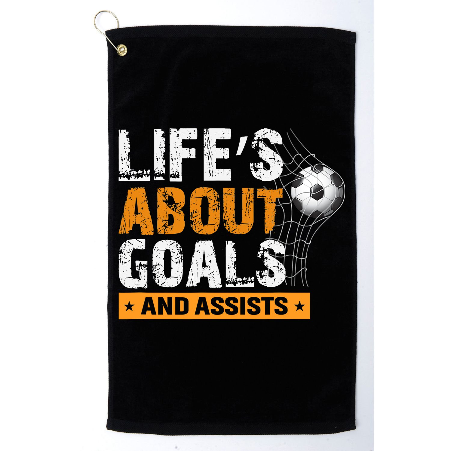 Life Is About Goals And Assists Soccer Player Sports Futbol Golf Towel