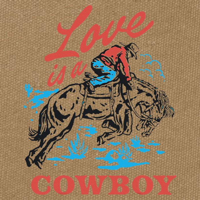 Love Is A Cowboy Funny Cowboy Cotton Canvas Backpack