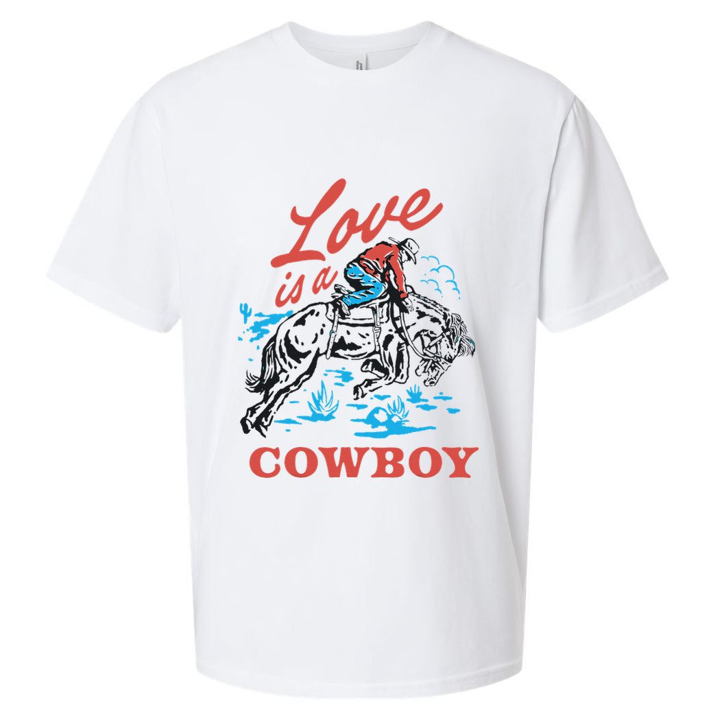 Love Is A Cowboy Funny Cowboy Sueded Cloud Jersey T-Shirt