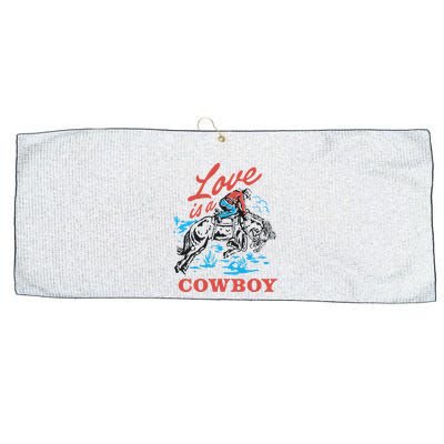 Love Is A Cowboy Funny Cowboy Large Microfiber Waffle Golf Towel