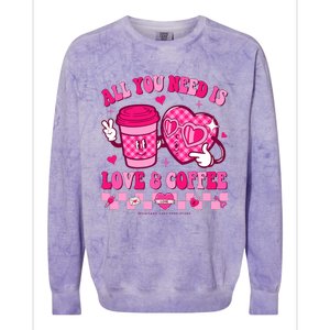 Love Is All You Need Valentines Day Coffee Lover Colorblast Crewneck Sweatshirt