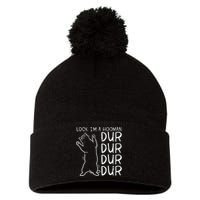 Look Im A Hooman Dur Dur Funny Cat Human Pom Pom 12in Knit Beanie