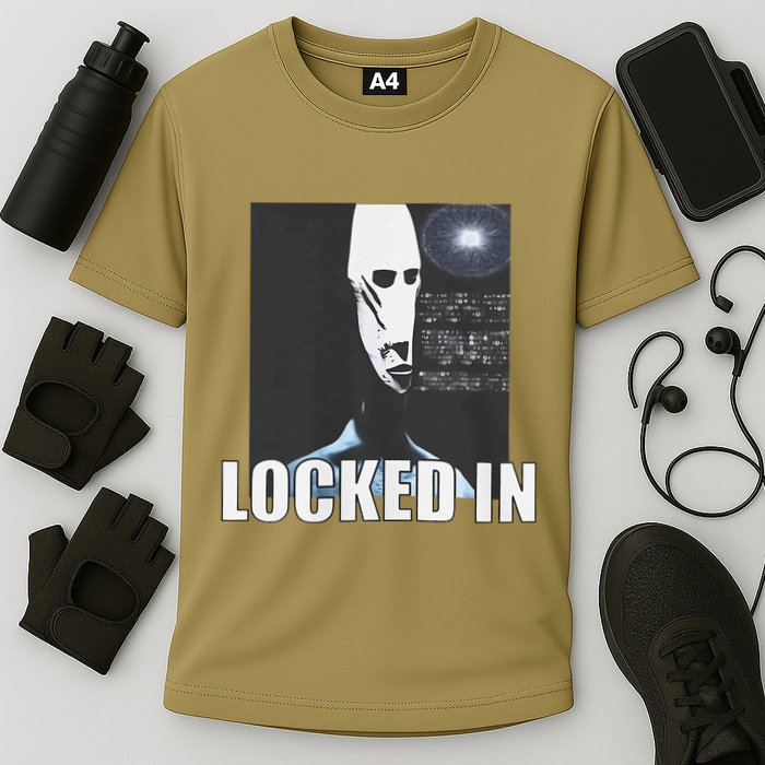 Locked In Alien Funny Extraterrestrial Alien Meme Cooling Performance Crew T-Shirt