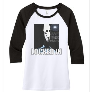 Locked In Alien Funny Extraterrestrial Alien Meme Women's Tri-Blend 3/4-Sleeve Raglan Shirt