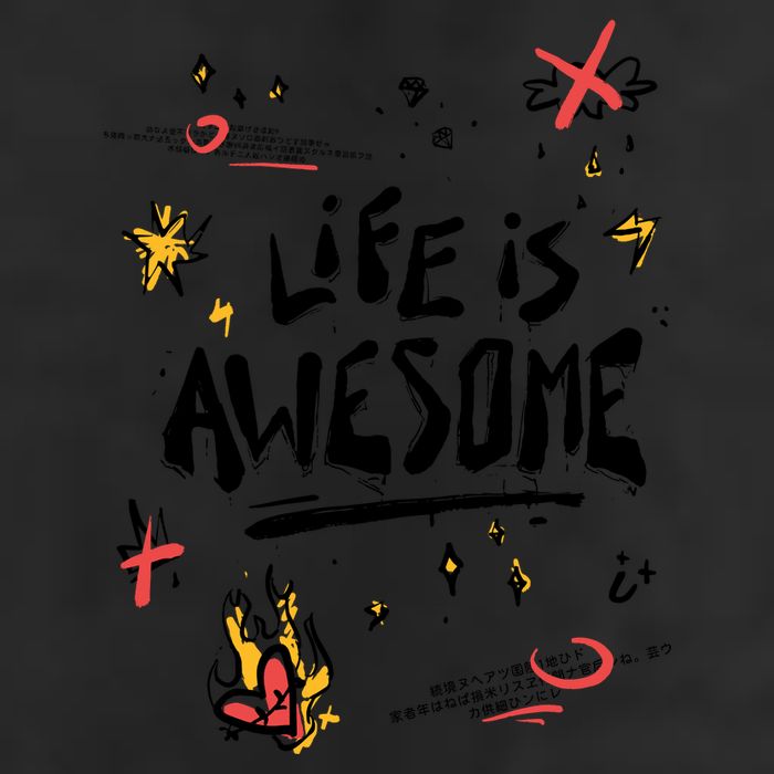 Life Is Awesome Rockstar 7 Panel Mesh Trucker Snapback Hat