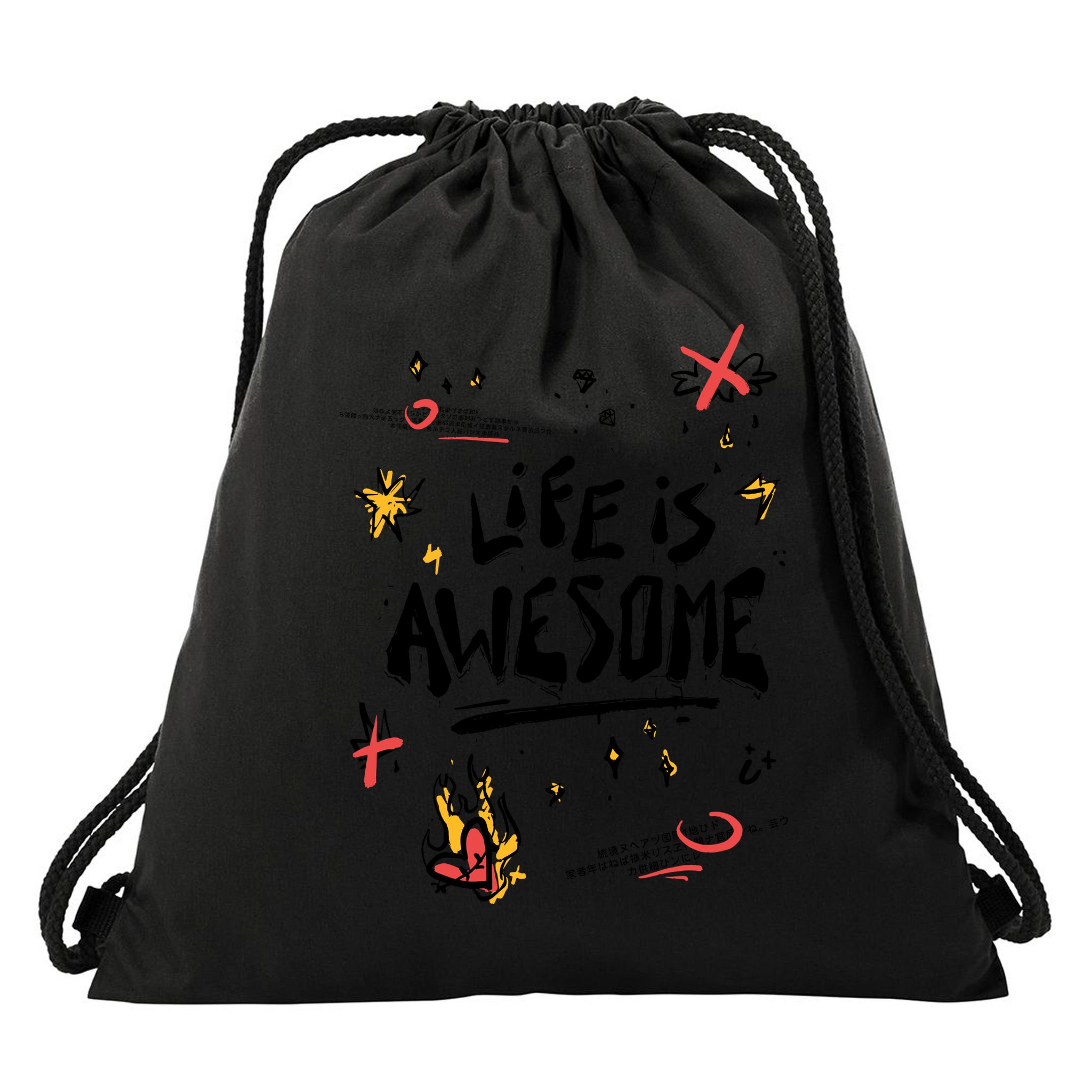 Life Is Awesome Rockstar Drawstring Bag