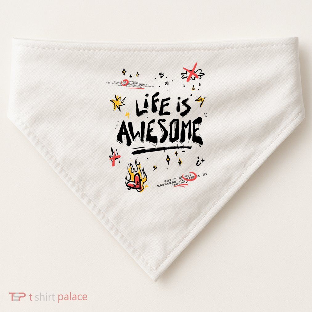 Life Is Awesome Rockstar USA-Made Doggie Bandana