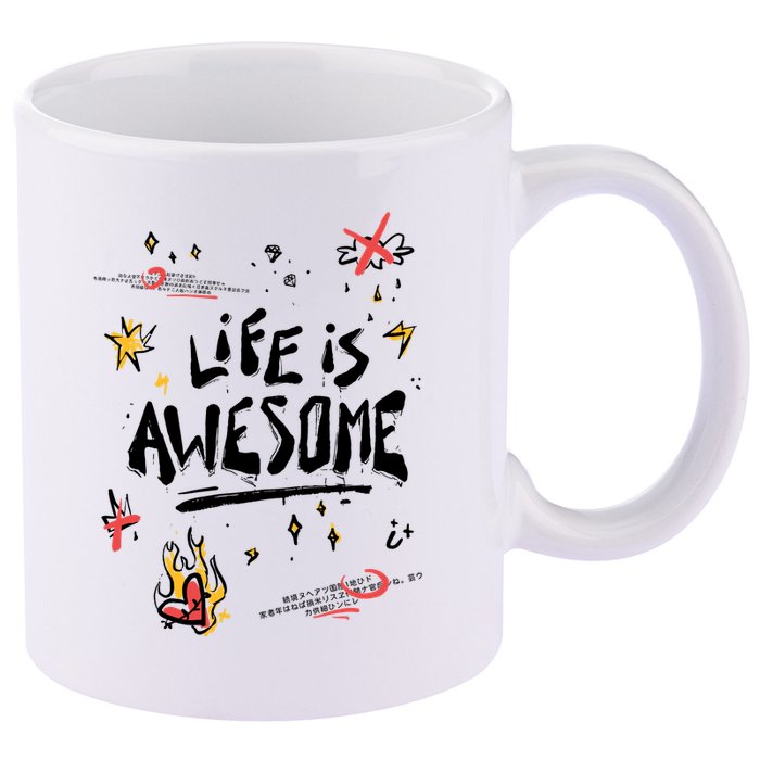 Life Is Awesome Rockstar 11oz C Handle Ceramic Mug