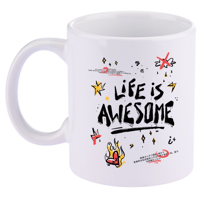 Life Is Awesome Rockstar 11oz C Handle Ceramic Mug