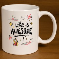 Life Is Awesome Rockstar 11oz C Handle Ceramic Mug