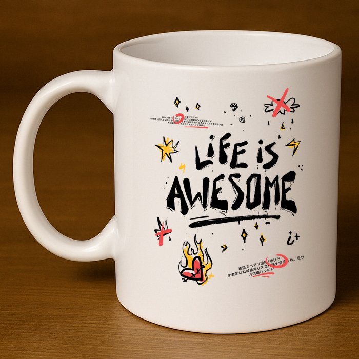Life Is Awesome Rockstar 11oz C Handle Ceramic Mug