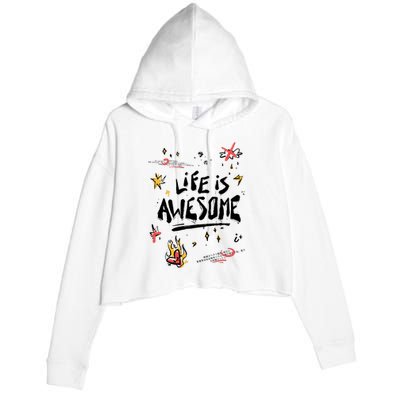 Life Is Awesome Rockstar Crop Fleece Hoodie