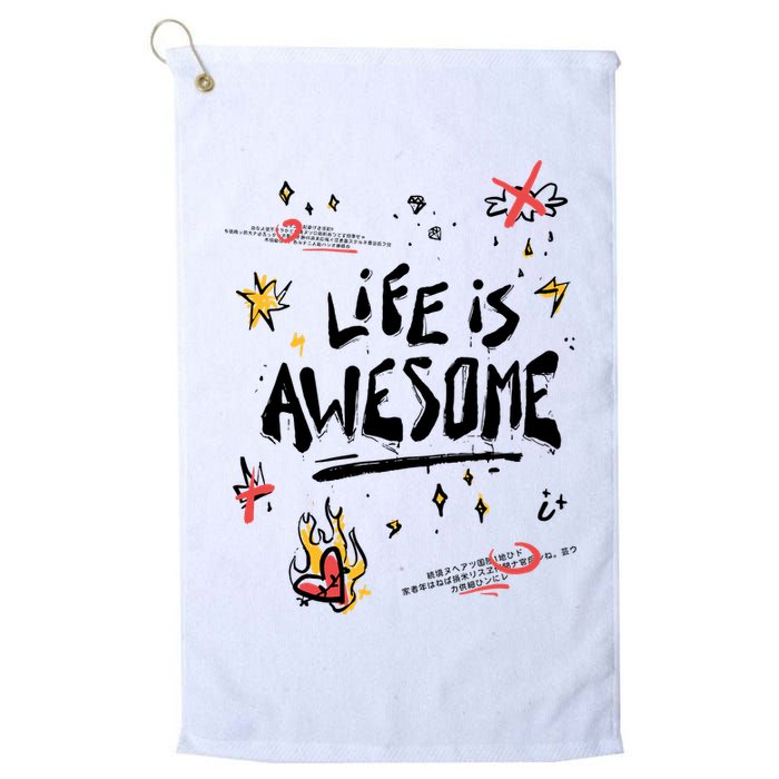 Life Is Awesome Rockstar Platinum Collection Golf Towel