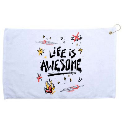 Life Is Awesome Rockstar Grommeted Golf Towel