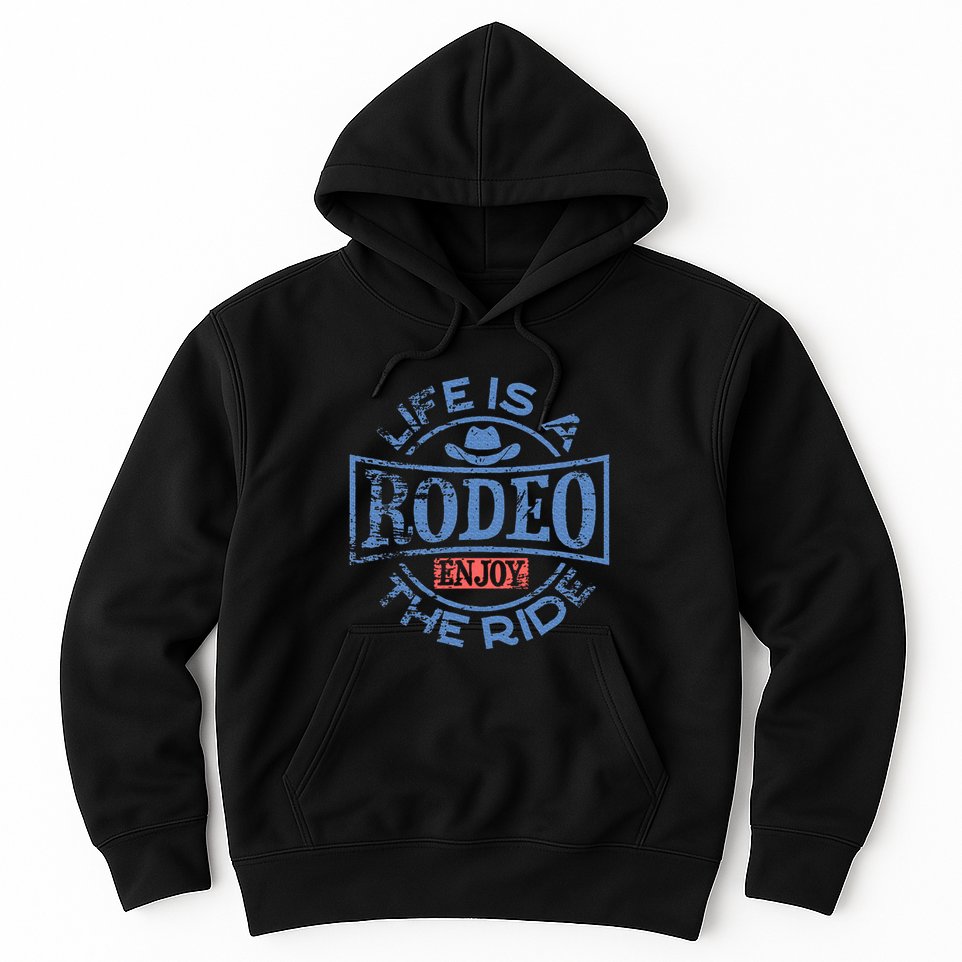 Life Is A Rodeo Bull Fighter Cowboy Longhorn Bull Riding Hoodie