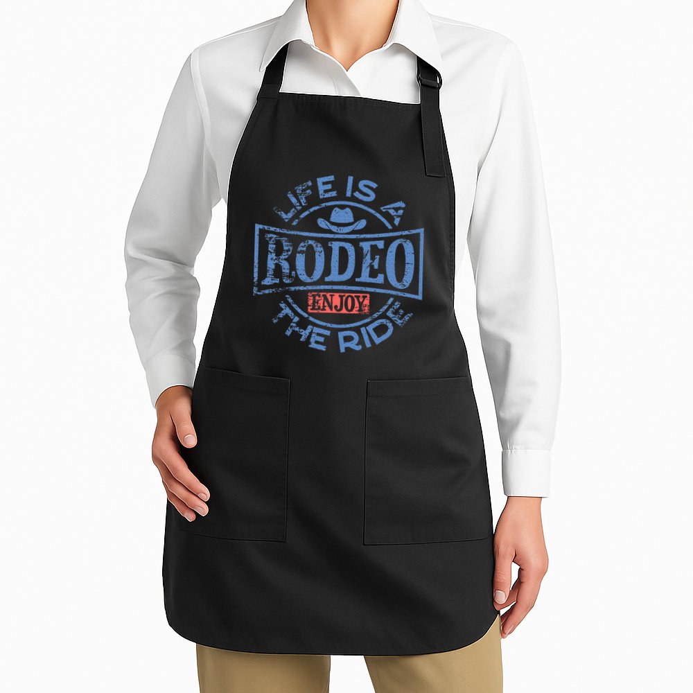 Life Is A Rodeo Bull Fighter Cowboy Longhorn Bull Riding Apron
