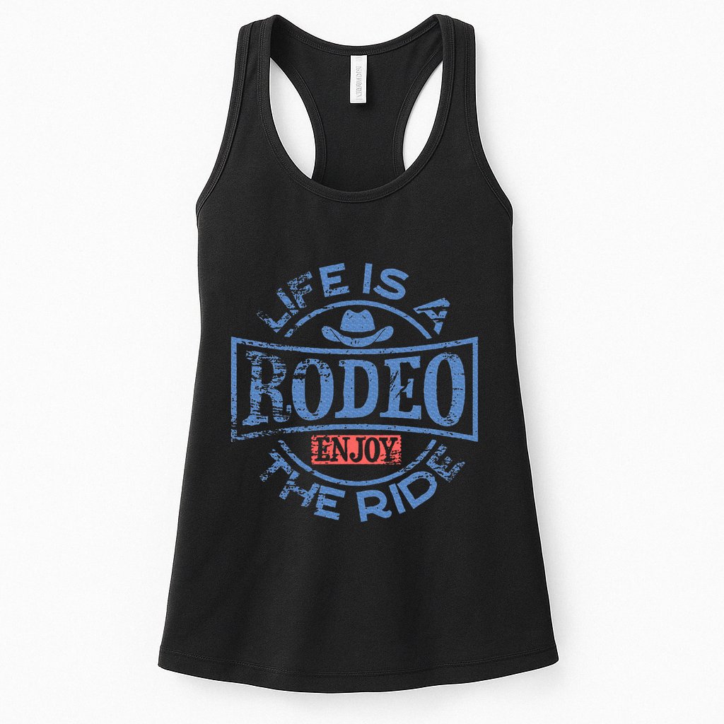 Life Is A Rodeo Bull Fighter Cowboy Longhorn Bull Riding Womens Tank Top