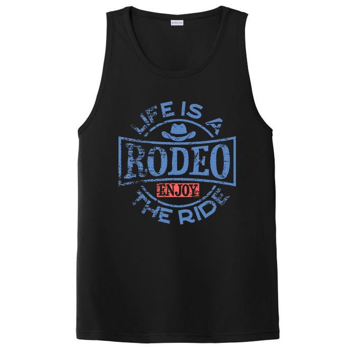 Life Is A Rodeo Bull Fighter Cowboy Longhorn Bull Riding PosiCharge Competitor Tank