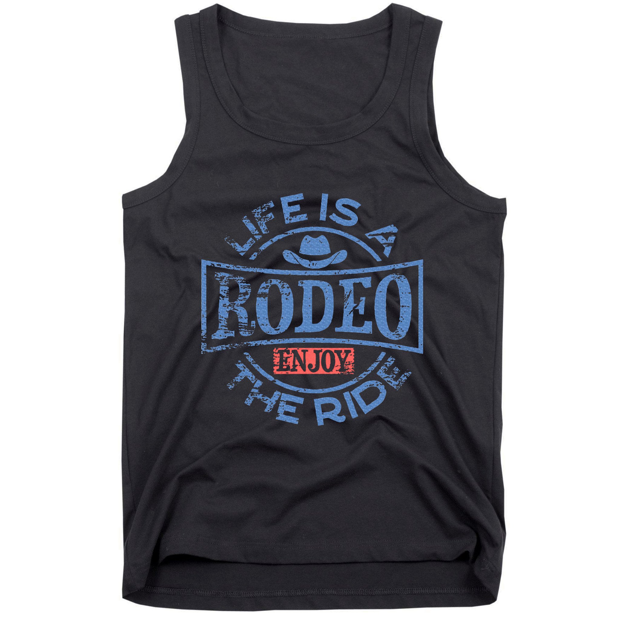 Life Is A Rodeo Bull Fighter Cowboy Longhorn Bull Riding Tank Top