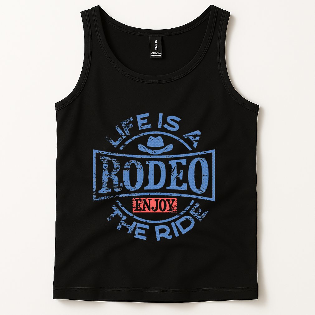 Life Is A Rodeo Bull Fighter Cowboy Longhorn Bull Riding Tank Top