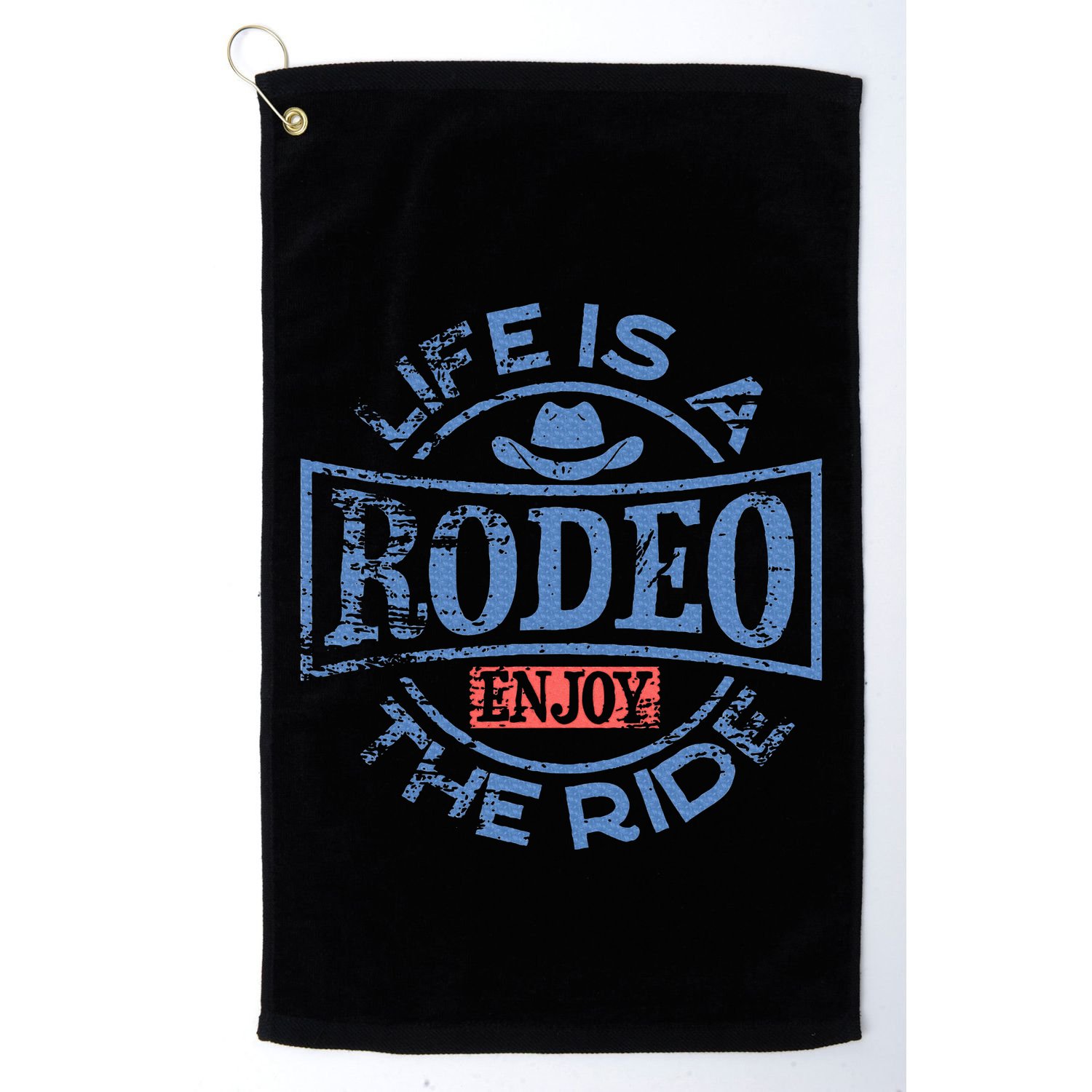 Life Is A Rodeo Bull Fighter Cowboy Longhorn Bull Riding Golf Towel