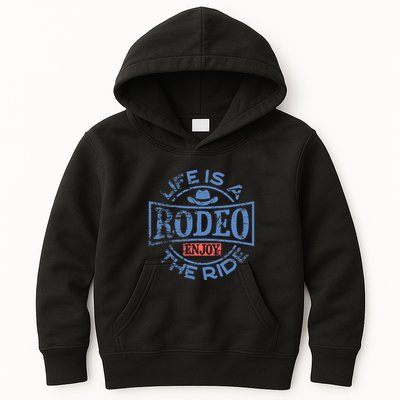 Life Is A Rodeo Bull Fighter Cowboy Longhorn Bull Riding Kids Hoodie