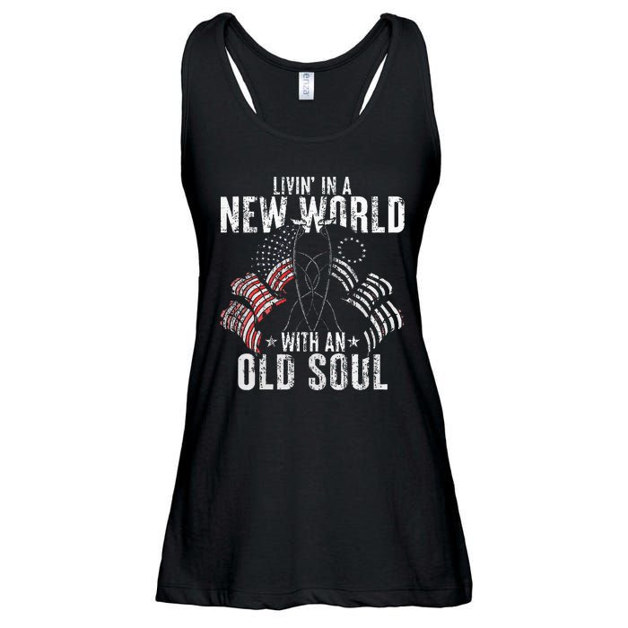 Livin In A New World With An Old Soul Ladies Essential Flowy Tank