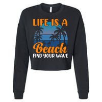Life Is A Beach Cropped Pullover Crew