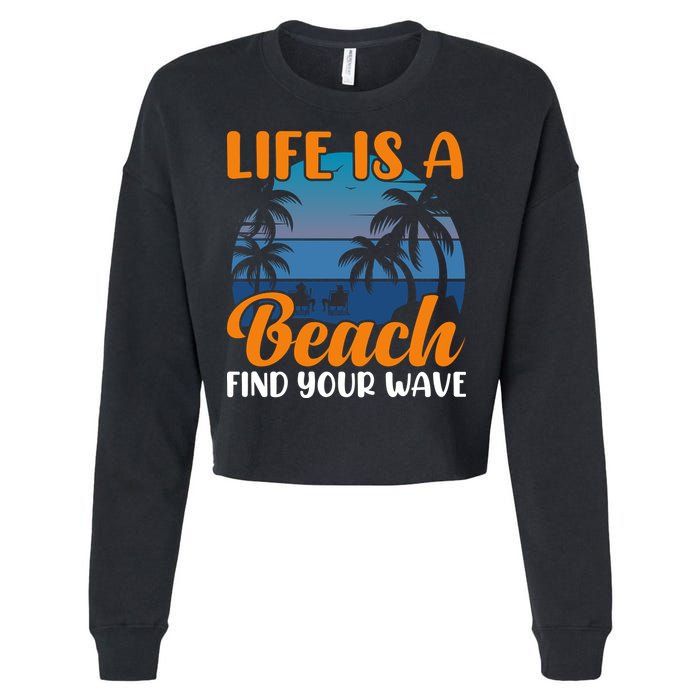 Life Is A Beach Cropped Pullover Crew