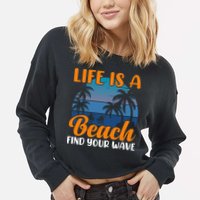 Life Is A Beach Cropped Pullover Crew
