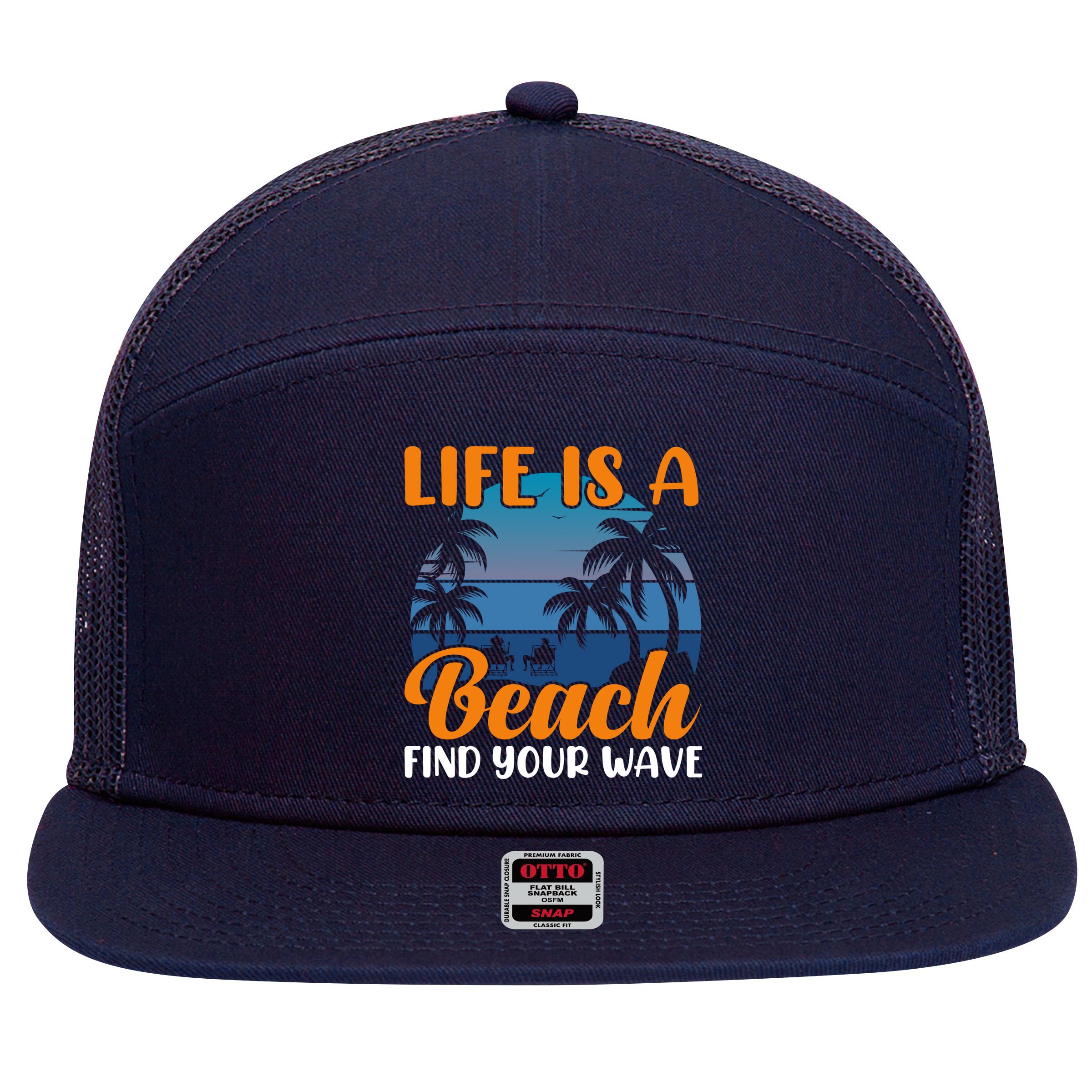 Life Is A Beach 7 Panel Mesh Trucker Snapback Hat