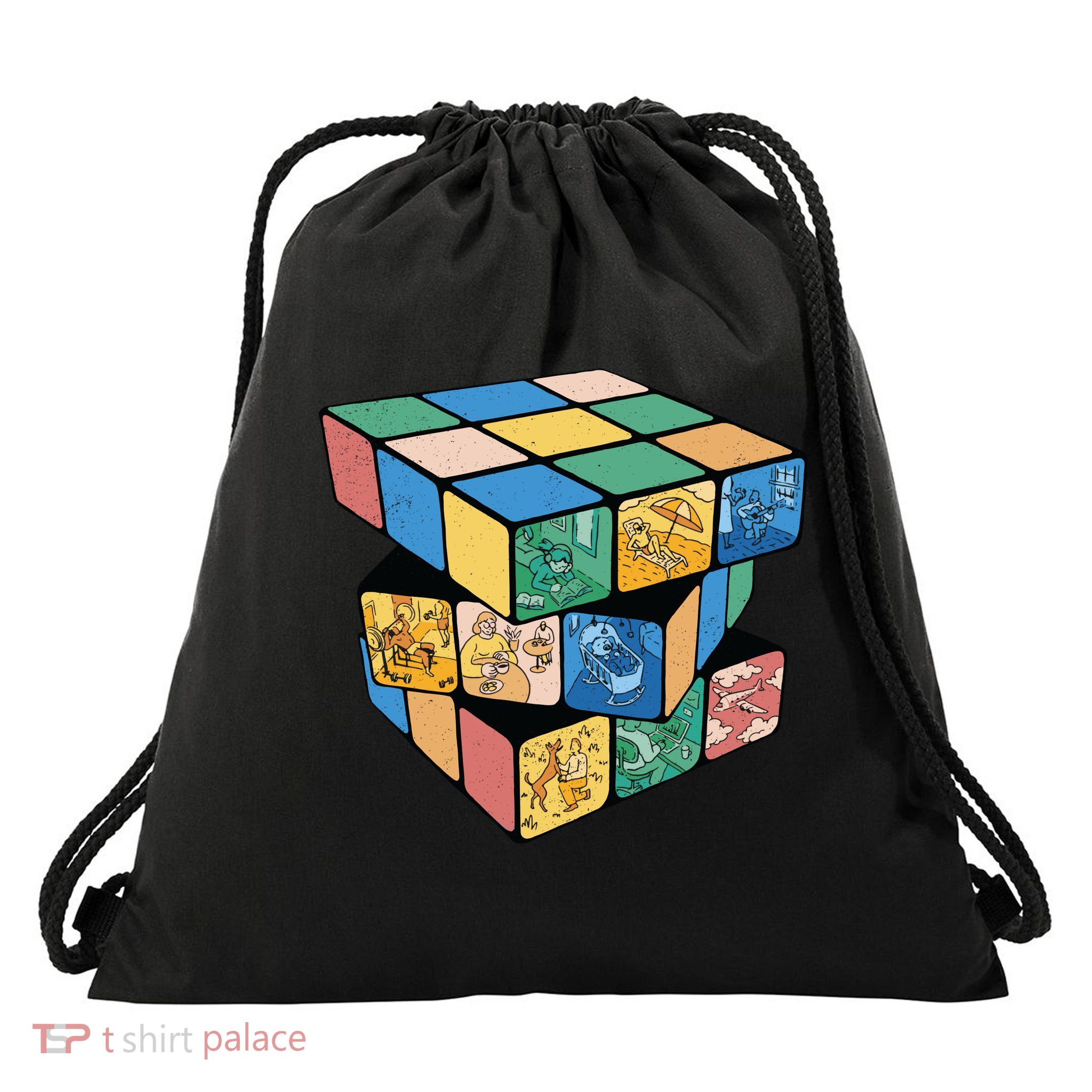 Life In A Playing Cube Drawstring Bag