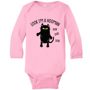 Look IM A Hooman Funny Cat Baby Long Sleeve Bodysuit