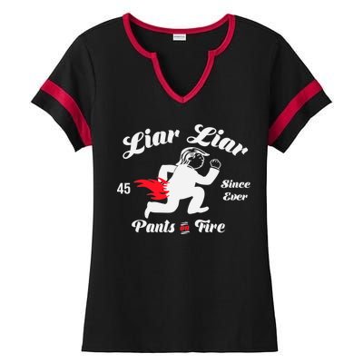 Liar Liar Pants On Fire Anti Trump Ladies Halftime Notch Neck Tee