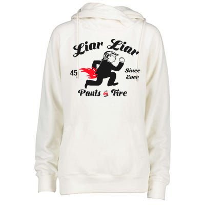 Liar Liar Pants On Fire Anti Trump Womens Funnel Neck Pullover Hood