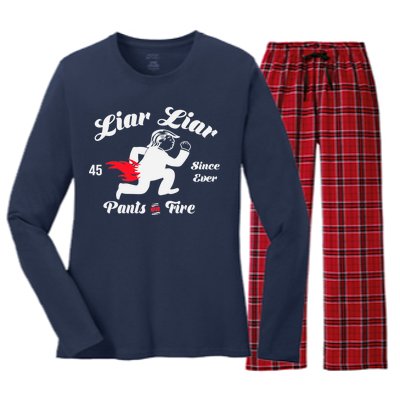 Liar Liar Pants On Fire Anti Trump Women's Long Sleeve Flannel Pajama Set 