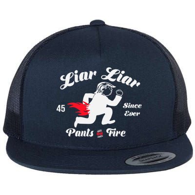 Liar Liar Pants On Fire Anti Trump Flat Bill Trucker Hat